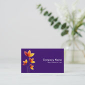 様式化された花 – 白オン深い紫 名刺 (スタンド正面)