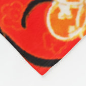 様式化された花,白黒リボン明るい赤 フリースブランケット (角)