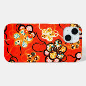 様式化された花,白黒リボン明るい赤 Case-Mate iPhoneケース (裏面 (横))