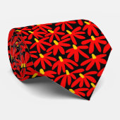 様式化された花 – 赤、琥珀、黒 ネクタイ (ロール)