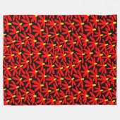 様式化された花 – 赤、琥珀、黒 フリースブランケット (正面(横))