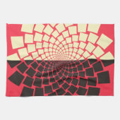 様式化された花:黒い赤いアイボリー キッチンタオル (横)