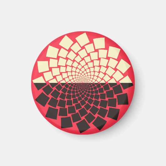 様式化された花:黒い赤いアイボリー マグネット (正面)