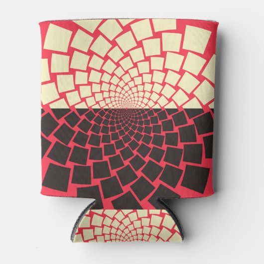 様式化された花：黒い赤いアイボリー 缶クーラー (正面)