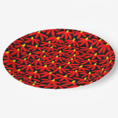 様式化された花 – 黒の赤と琥珀 ペーパープレート (アングル)