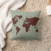 様式化された茶色の世界地図 クッション (ブランケット)