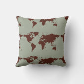 様式化された茶色の世界地図 クッション (裏面)