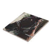 様式化された茶色の馬の笑顔のヘッドスケッチ タイル (側面)