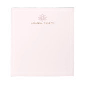 様式化された蓮の花ピンクのヨガの癒し ノートパッド (正面)