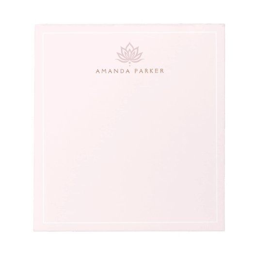 様式化された蓮の花ピンクのヨガの癒し ノートパッド (正面)