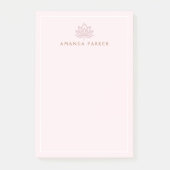 様式化された蓮の花ピンクのヨガの癒し ポストイット (正面)