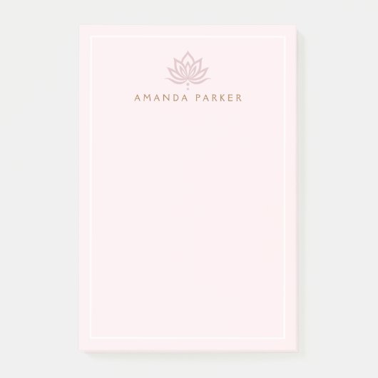 様式化された蓮の花ピンクのヨガの癒し ポストイット (正面)