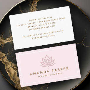 様式化された蓮の花ピンクのヨガの癒し 名刺