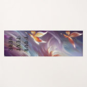 様式化された蝶と花のカスタム ヨガマット (正面(横))