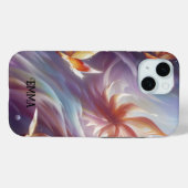 様式化された蝶と花名前をカスタムする Case-Mate iPhoneケース (裏面 (横))