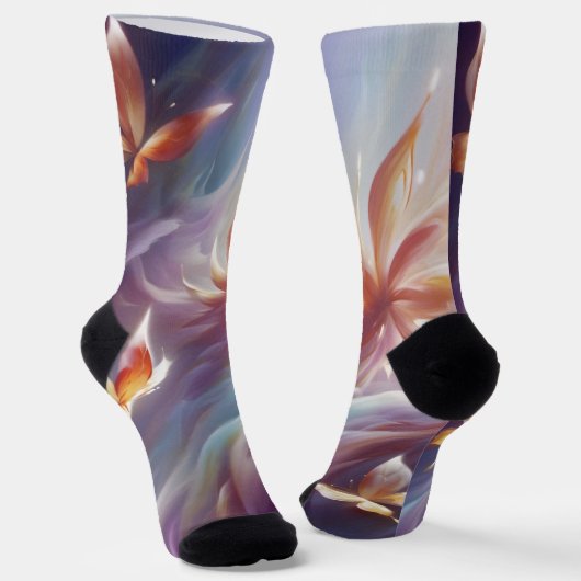 様式化された蝶と花 ソックス (傾斜あり)