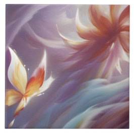 様式化された蝶と花 タイル