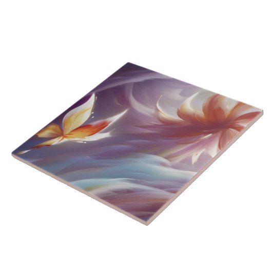 様式化された蝶と花 タイル (側面)