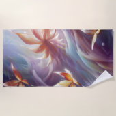 様式化された蝶と花 ビーチタオル (正面)