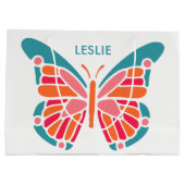 様式化された蝶名前をカスタムするの大きいギフトバッグ ラージペーパーバッグ (裏面)