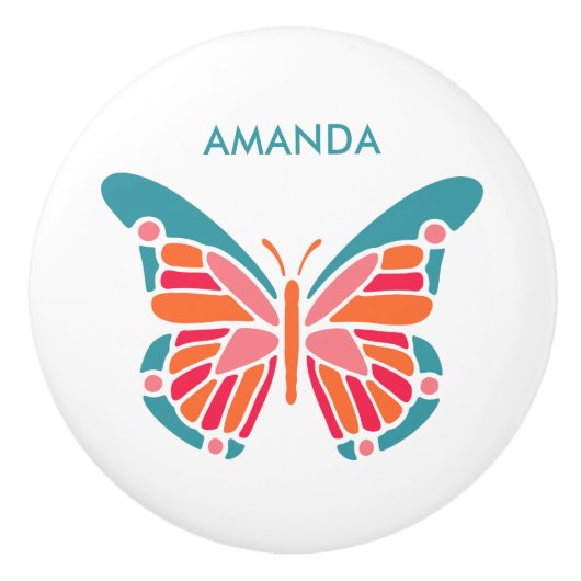 様式化された蝶名前をカスタムするセラミックノブ セラミックノブ (正面)