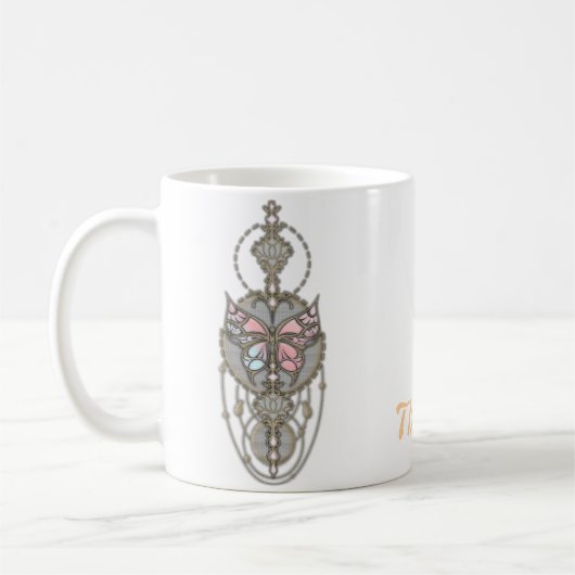 様式化された蝶 コーヒーマグカップ (左)