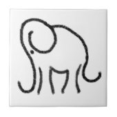 様式化された象の紋章が付いている白黒タイル タイル (正面)
