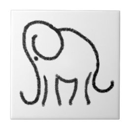 様式化された象の紋章が付いている白黒タイル タイル