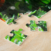 様式化された赤いケシの花の庭 ジグソーパズル (側面)