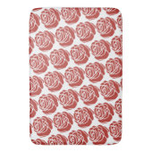 様式化された赤いバラ花柄 バスマット (正面縦)