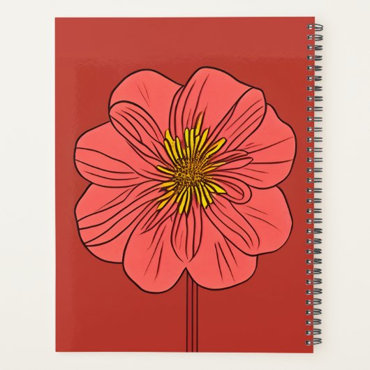様式化された赤いポピーパーソナライズされた プランナー手帳 (裏面)