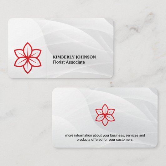 様式化された赤い花のロゴ 名刺 (正面/裏面)