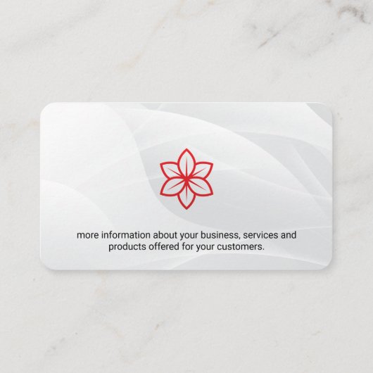 様式化された赤い花のロゴ 名刺 (裏面)