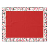 様式化された赤い花 テーブルクロス (正面(横))