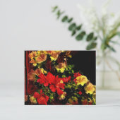 様式化された赤と黄色の花はがき ポストカード (スタンド正面)