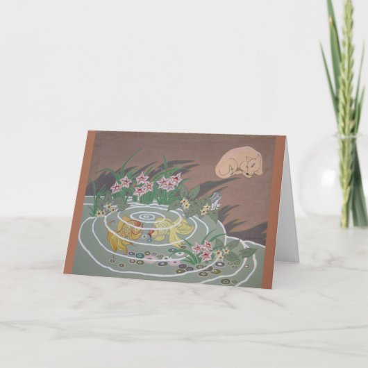 様式化された金魚，犬とカエル カード (正面)