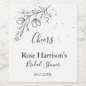 様式化された開花ブランチブライダルシャワーワインラベ ワインラベル (シングルラベル)