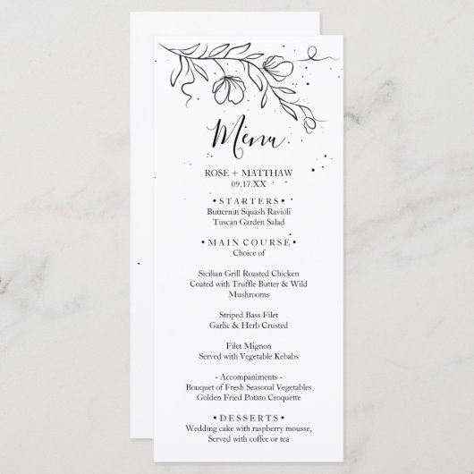 様式化された開花枝とインクメニューのドロップ メニュー (正面/裏面)