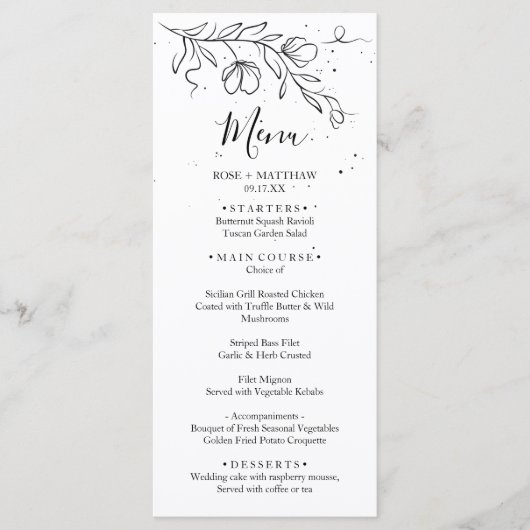 様式化された開花枝とインクメニューのドロップ メニュー (正面)