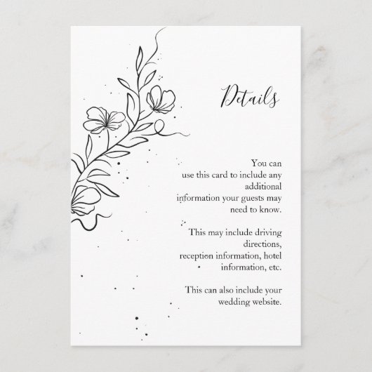 様式化された開花枝とインク滴 エンクロージャーカード (正面)