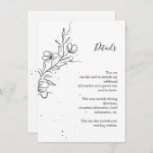 様式化された開花枝とインク滴 エンクロージャーカード (正面/裏面)