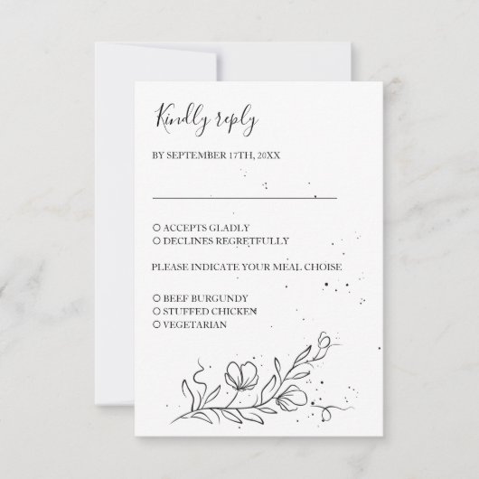 様式化された開花枝とインク滴 出欠カード (正面)