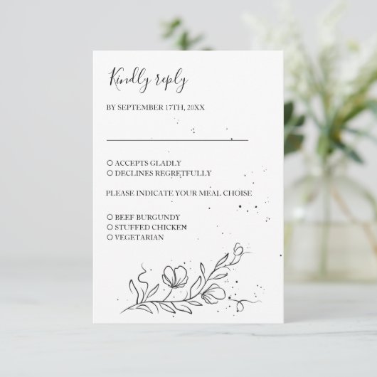 様式化された開花枝とインク滴 出欠カード (スタンド正面)