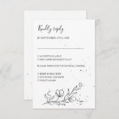 様式化された開花枝とインク滴 出欠カード (正面/裏面)