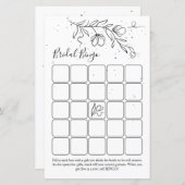 様式化された開花枝ブライダルシャワービンゴゲーム (正面/裏面)