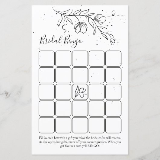 様式化された開花枝ブライダルシャワービンゴゲーム (正面)
