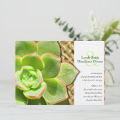 様式化された雌鶏およびひよこのバーラップの結婚式招待状 招待状 (スタンド正面)