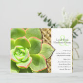 様式化された雌鶏およびひよこのバーラップの結婚式招待状 招待状 (スタンド正面)