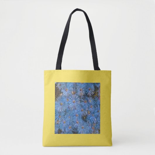 様式化された青い花絵画のトートバッグ トートバッグ (正面)
