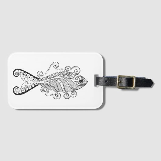 様式化された魚 ラゲッジタグ (正面横)